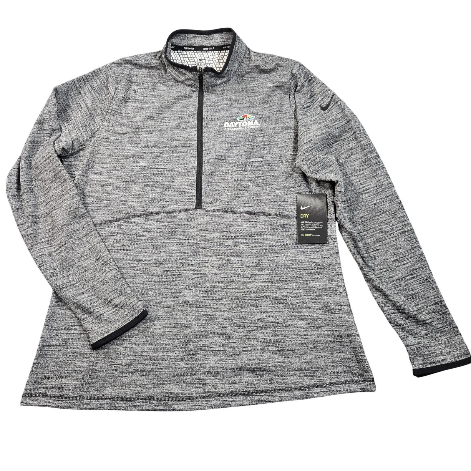 Nike DriFit Pullover Womens Xl Gray 14 Zip Long Sleeve Daytona Speedway